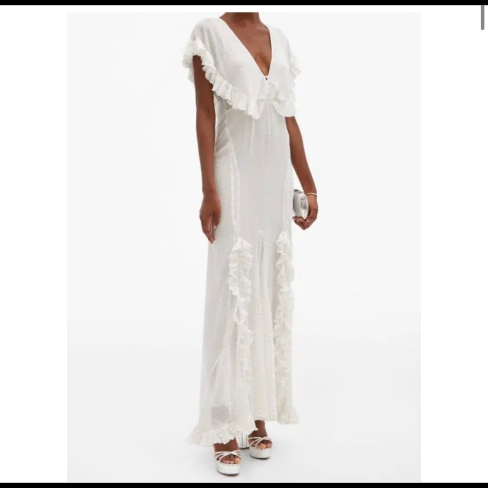 NWT - Rat & Boa Ruffled Metallic Fil Coupe Maxi Dress - Rare